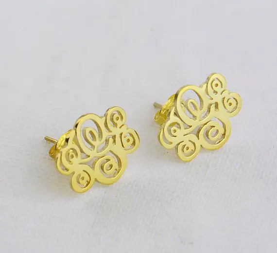 Personalized Jewelry Brincos Boucle d'oreille Gold Stainless Steel Oorbellen Silver Initial Monogram Earrings For Women Men BFF