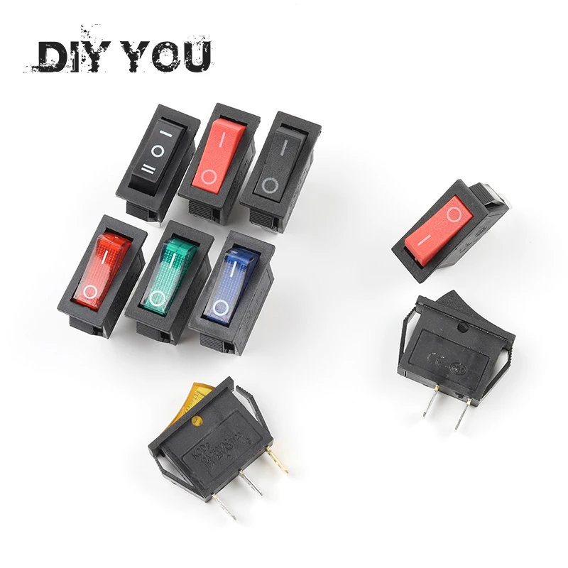 5 pcs KCD3 With Light Power Switch 10A 250V AC 15A 125V AC 2/3 Pin SPDT KCD3 ON-OFF-ON 2/3 Position Boat Rocker Switch