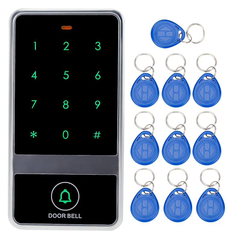 8000 пользователей карты водонепроницаемый Управление доступом клавиатуры Электрический touch металла дверные замки+ 10 RFID брелоки для двери Система контроля доступа