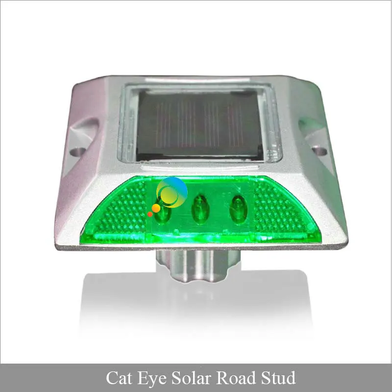 New arrival green LED cat eye road marker 3M reflector solar powered