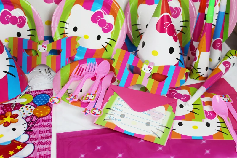 84pcs \ много рисунок Hello Kitty тема посылка детский день рождения украшения набор тему