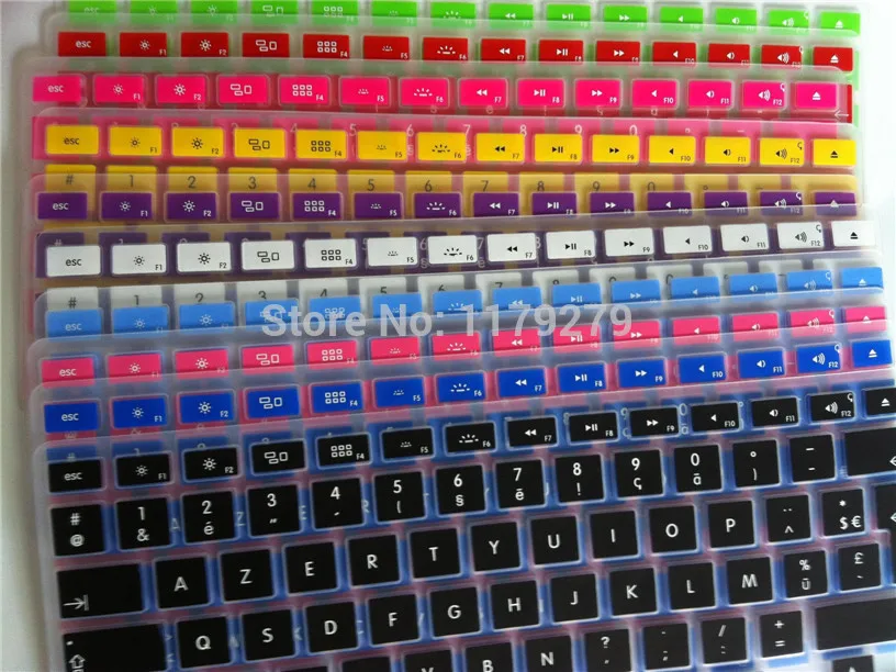 TOIT Protection Clavier,French UK/EU Franch Silicone Soft Color 2Pcs Azerty Keyboard Cover Skin for Mac Book Pro Air 1315 17Retina 13 for Macbook-Red 