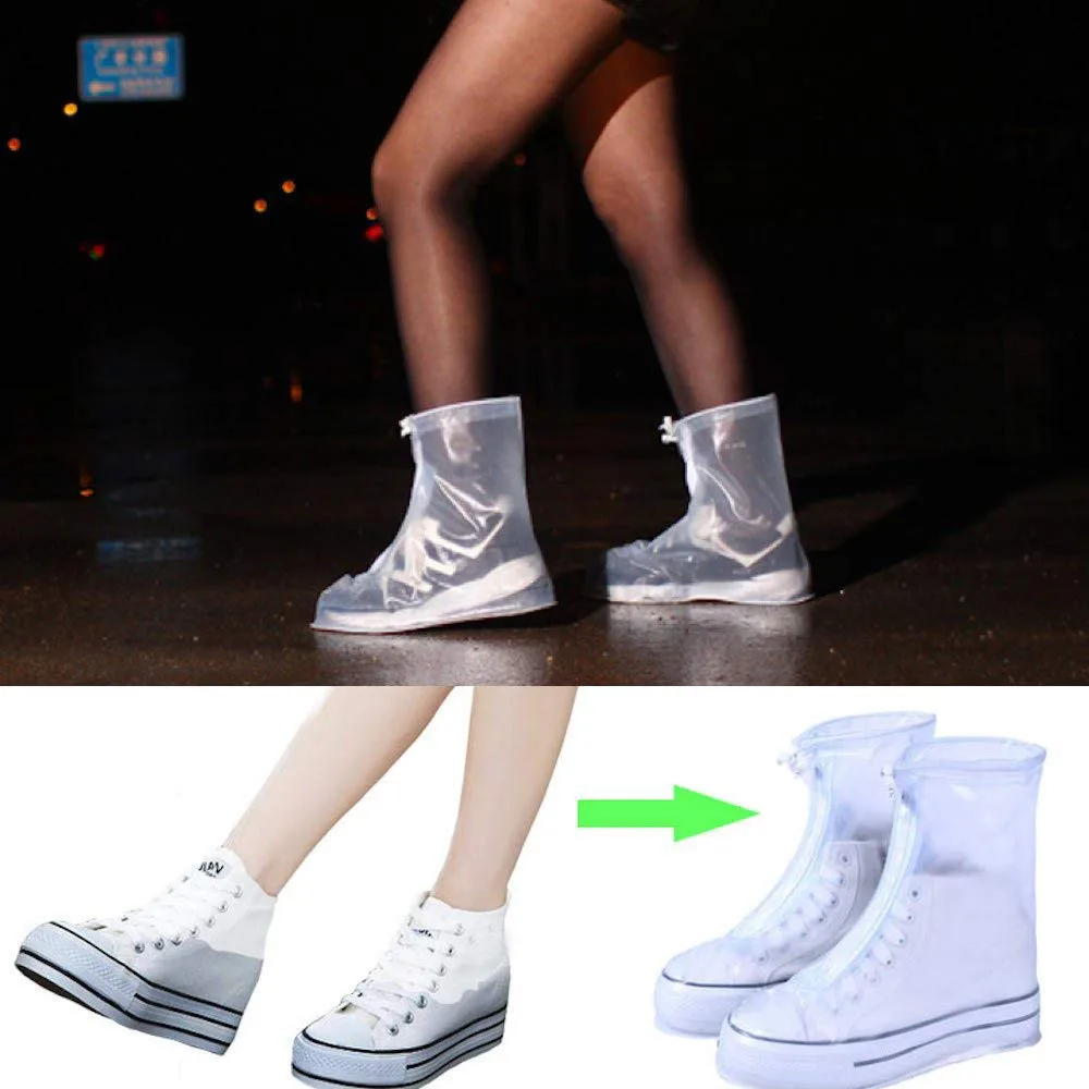 

1 Pair Waterproof Shoes Boot Cover Protector Unisex Zipper Rain Shoe Covers High-Top Anti-Slip Reusable Rain Shoes Cases #YL