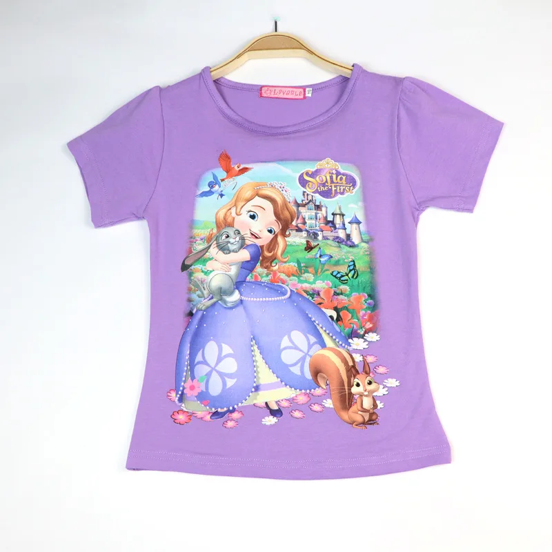 Рубашки для маленьких девочек, летняя блузка с короткими рукавами, рубашка для маленьких девочек с принтом «Маленький Пони», «Принцесса София», «Эльза»