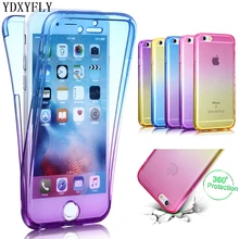 

Touchable 360 Full Protective Gradient Color Case For iPhone 6S 7 8 Plus Soft TPU Cover Front Back Case For iPhone X 6S SE 5S
