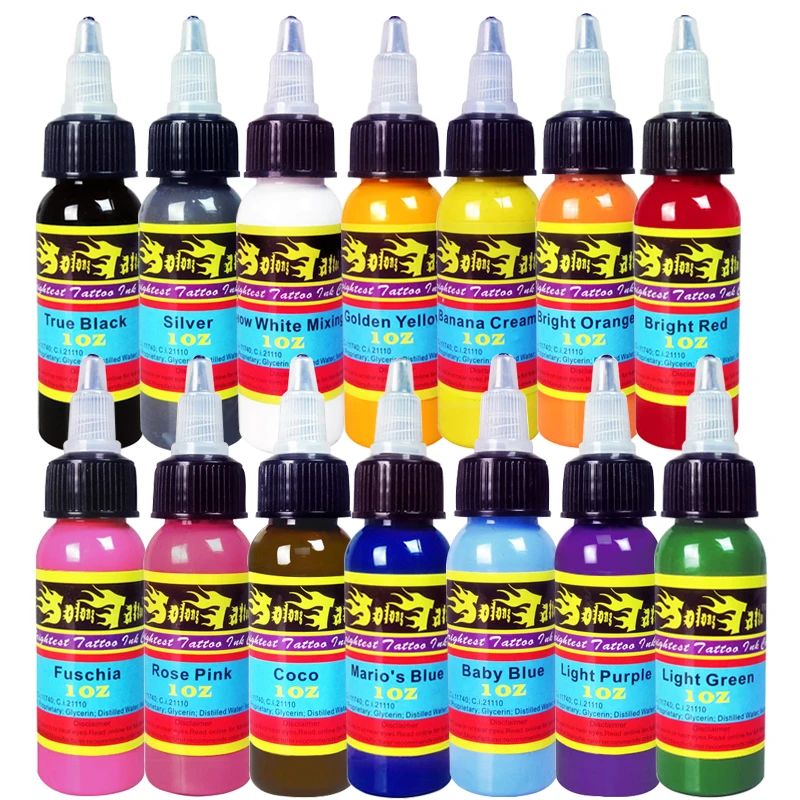 

14 color Tattoo art ink suit liquid 30ml / bottle permanent tattoo pigment ink