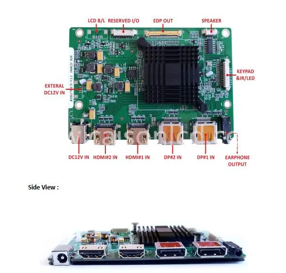 2 HDMI+ 2DP+ аудио 4 к ЖК-контроллер Плата Поддержка 12,5 дюймов ЖК-модули с 3840*2160