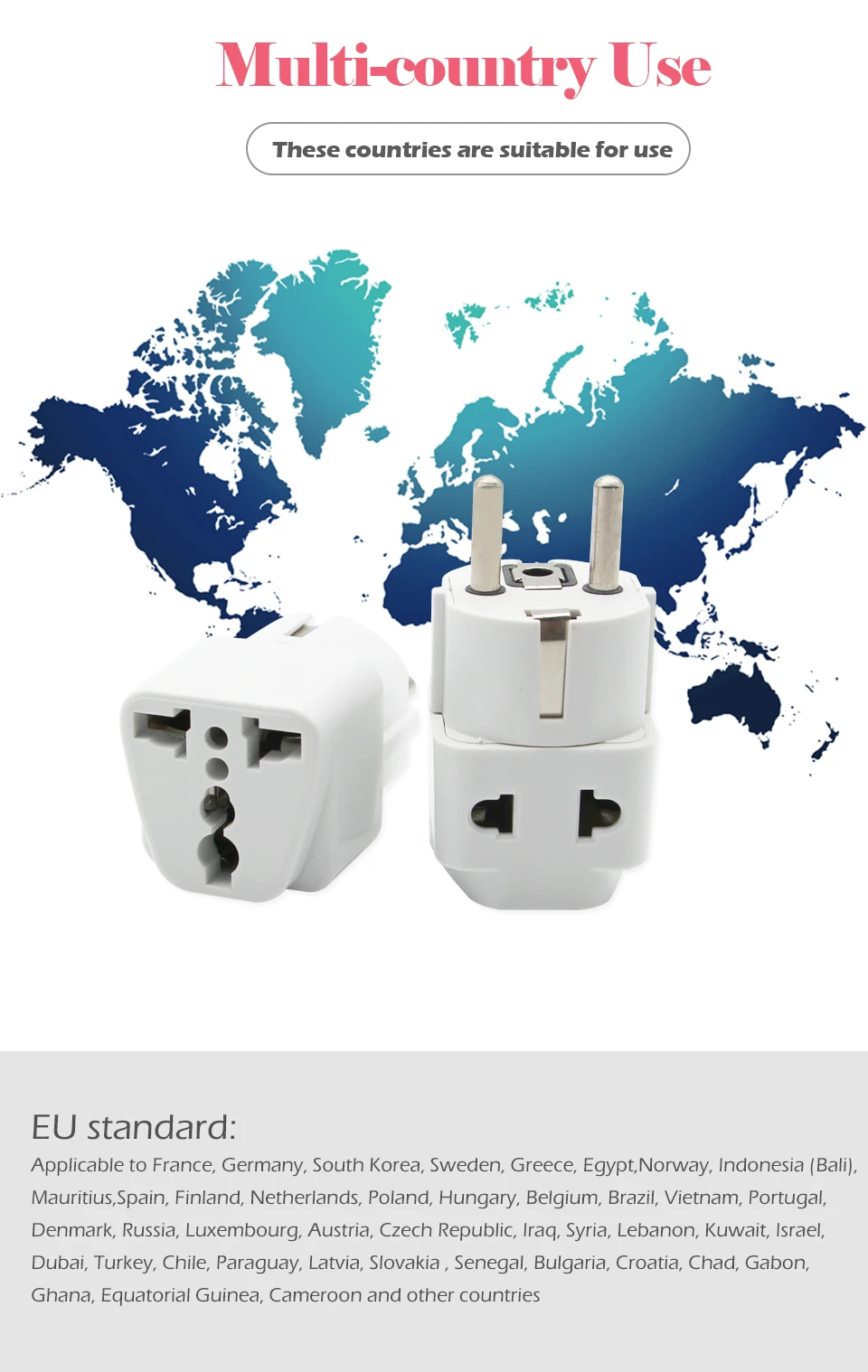 1PC European EU Plug Adapter High Quality Practical Universal US UK AU to EU Plug Travel Power Adaptor Electric Charger Sockets (5)