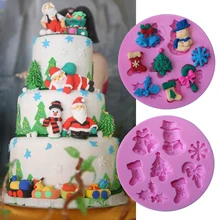 Креативная Рождественская форма для торта, помадка, сделай сам, снежинка, снеговик, носок, торт, силиконовая форма, сахарное ремесло, инструменты для выпечки, кухонные украшения