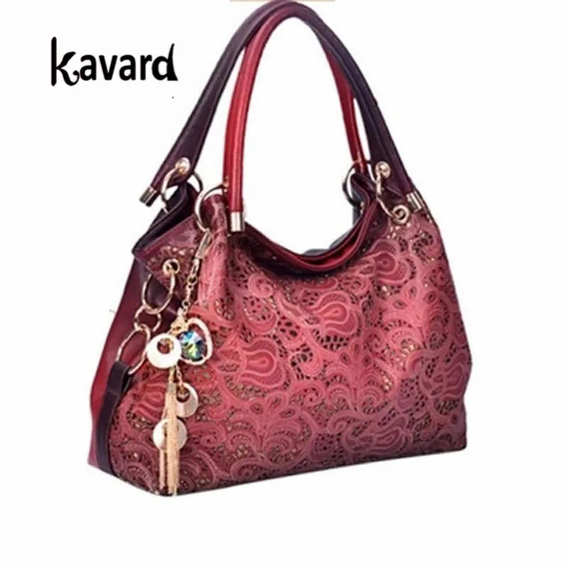 Kavard Spanish floral print women bag hollow out bag handbag women