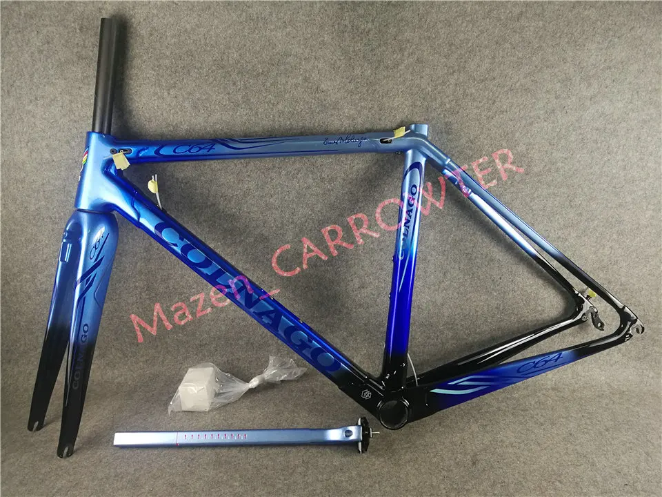 Сине-черный T1100 UD Глянцевая Colnago C64 дороги углерода рамы велосипеда комплект с 48/50/52/54/56 см 6 видов цветов для выбора
