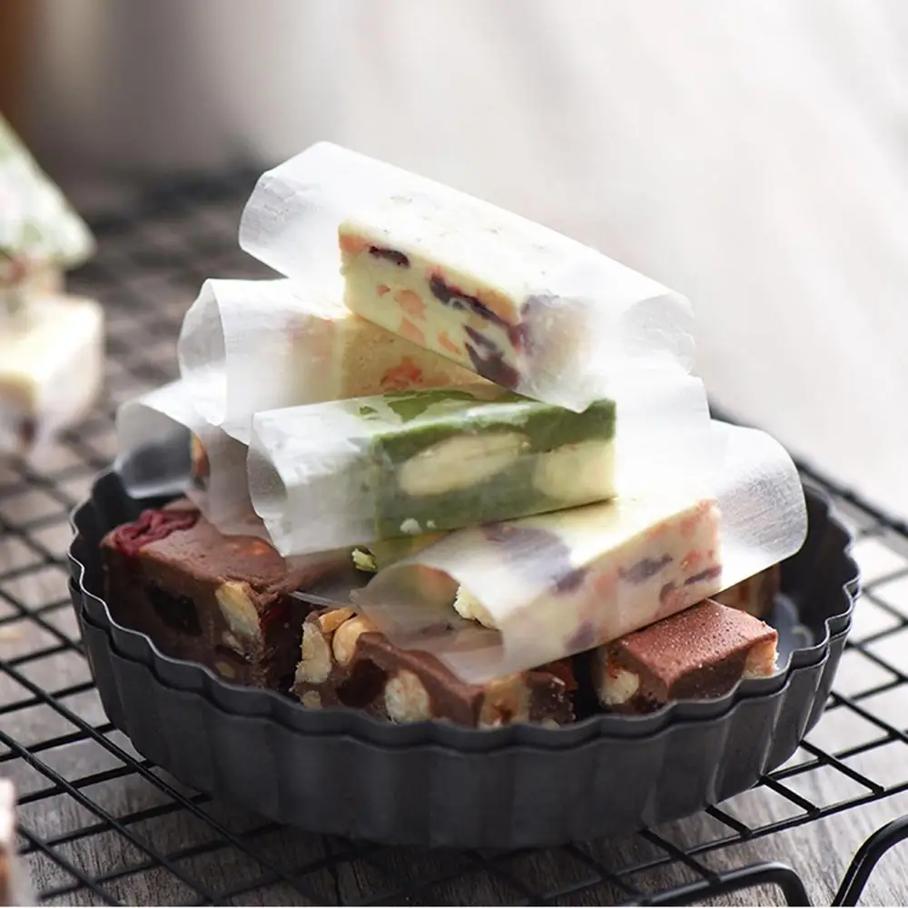 

500Pcs Nougat Paper Edible Rice Wafer Paper Handmade Candy Wrapping Sheets Gift Packing Box