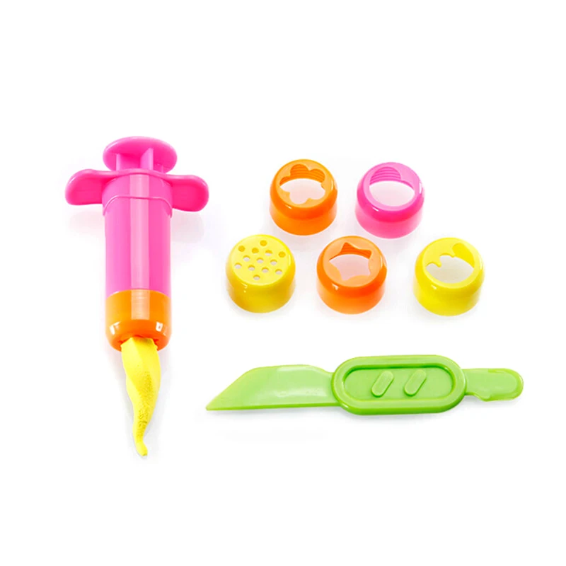 1pc Heart /Flower Play Dough Playdough Polymer Sand Intelligent Plasticine Mold Tools Set Kit Syringes styling tools resin mold