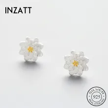 INZATT модные настоящие 925 Серебряный цветок лотоса серьги гвоздики для женщин модные ювелирные изделия аксессуары завод Подарки Девушка