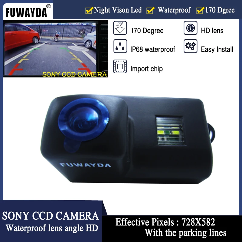 

FUWAYDA SONY CCD Car Rear View Reverse Mirror Image Guide Line CAMERA for Peugeot 206 207 306 307 308 406 407 5008 Partner Tepee