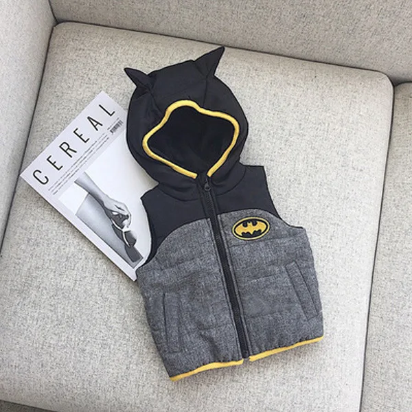 Kids Children Hooded Vest Winter Thick Warm Jacket Cartoon Character