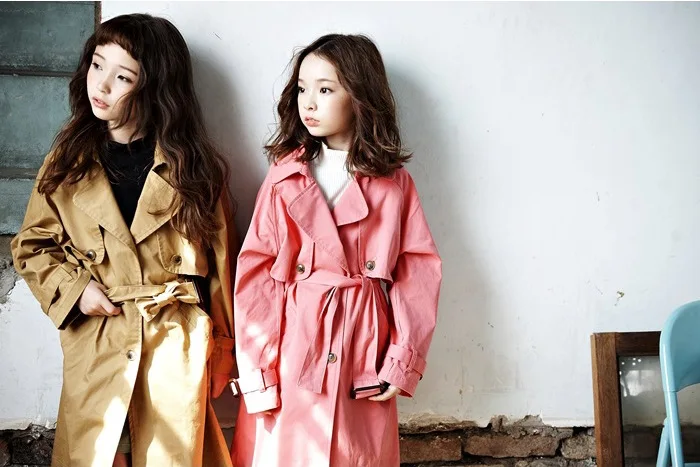 New Fashion 2018 Children Belt Trench Coats Teenage Girls Autumn Jackets Kids Solid Long Tops Outwear & Coats Girls Clothing (4)