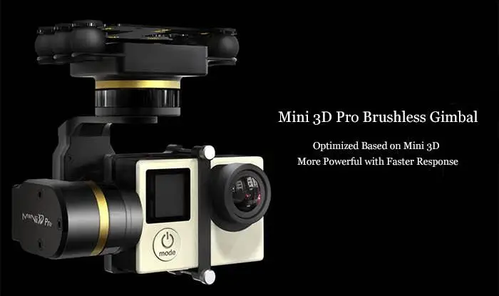 Бесплатная доставка фейю Mini 3D Pro 3 осевой бесщеточный карданный подвес для Gopro 3/3 +/4