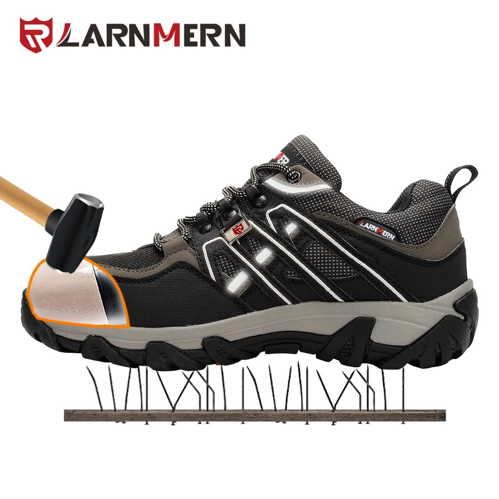 

LARNMERN Men Steel Toe Safety Shoes SRC Non-slip Working Security Protection Footwear Breathable Durable Hiking Sneaker
