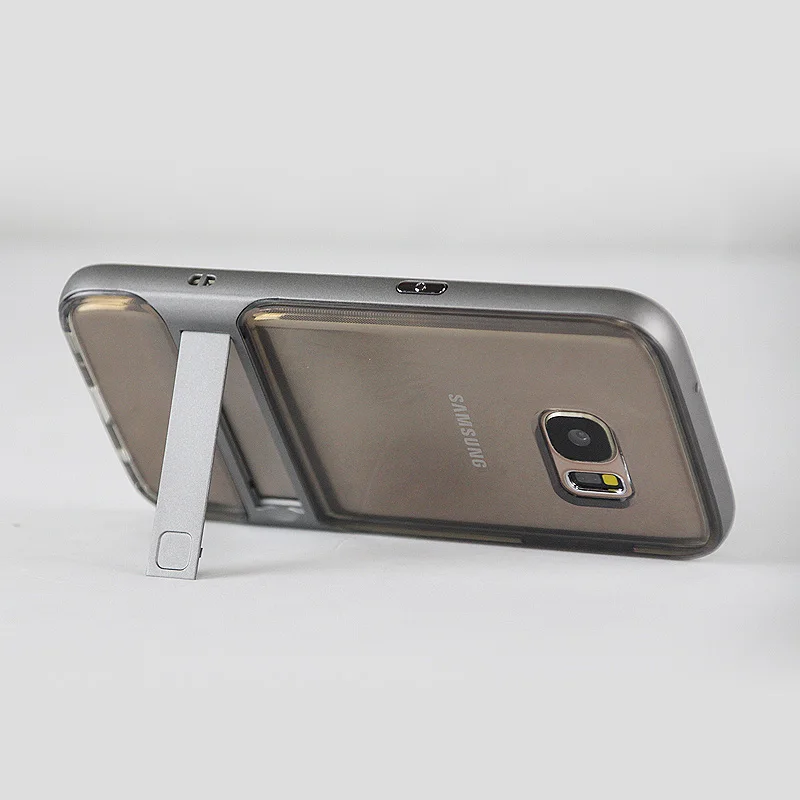 Clear Gray Leanonus Броня чехол для samsung Galaxy S7 чехол для телефона Роскошные подставку Hybrid PC мягкие крышки из ТПУ с кронштейн держатель - Цвет: Clear Gray