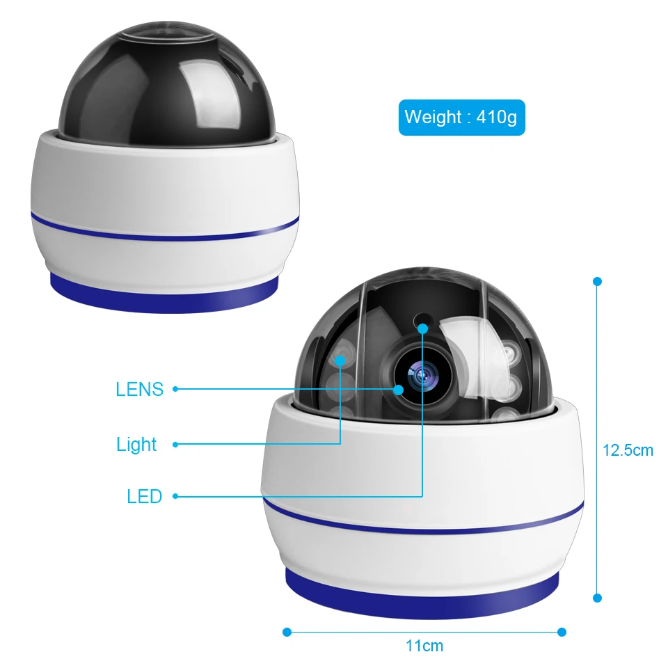 Hamrolte Wifi камера, скоростная купольная камера 1080 P, 5-кратный зум, автоматическая фокусировка, крытая PTZ ip-камера, слот для sd-карты, Аудио запись, Onvif CamHi