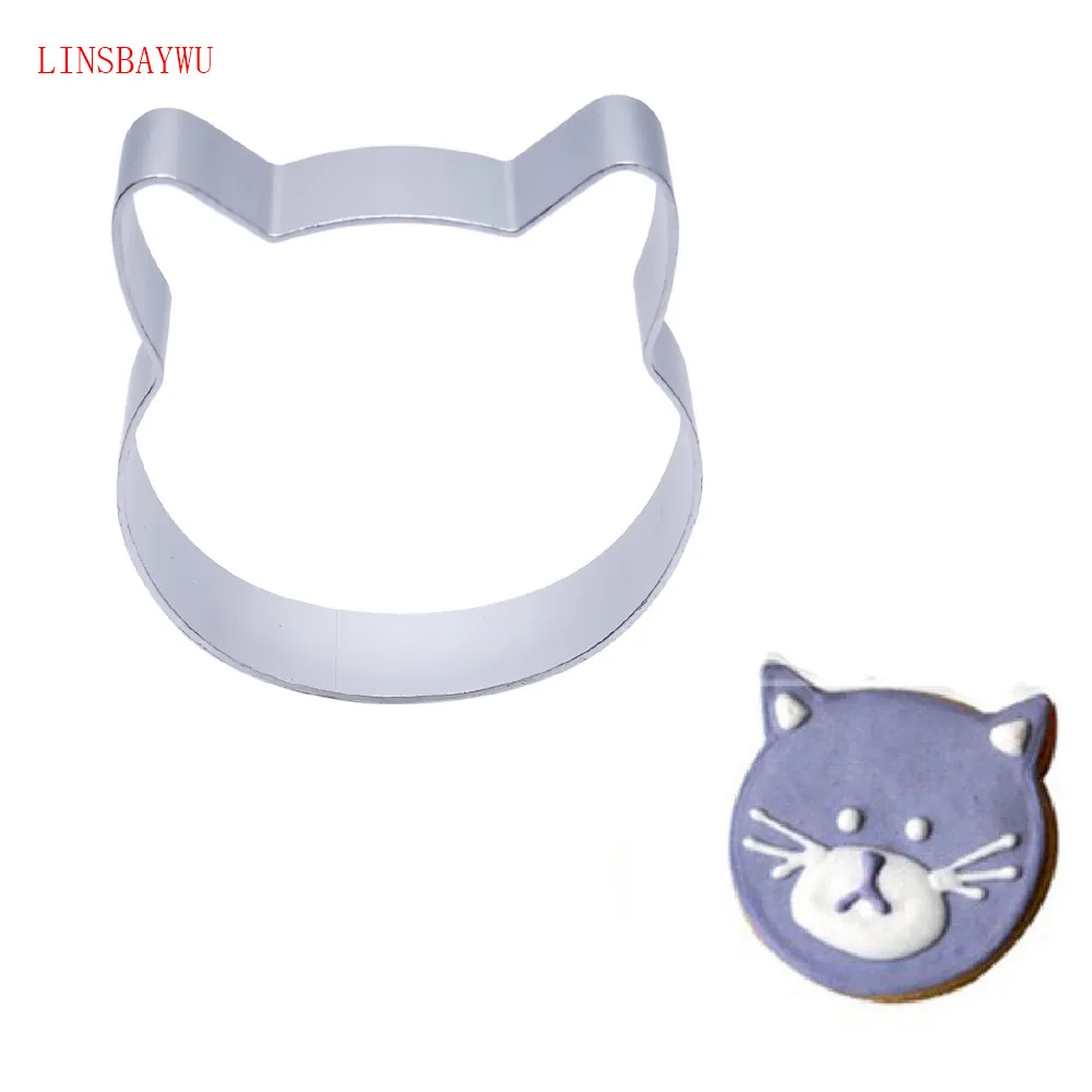 

LINSBAYWU Cat Head Shaped Christmas Aluminium Alloy Fondant Cookie Cake Sugarcraft Plunger Cutter