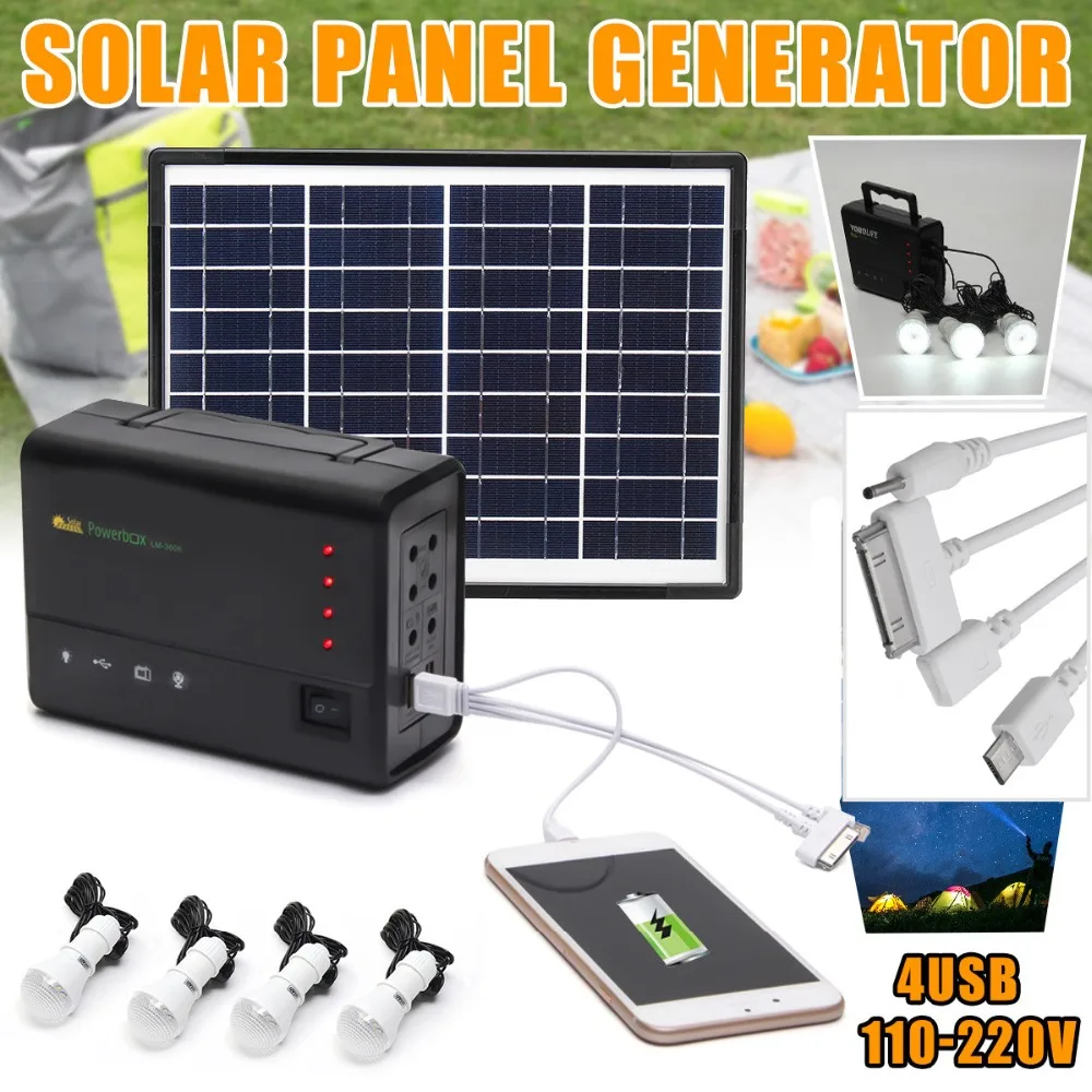 Портативные солнечные панели для зарядки генератора, система питания, домашнее наружное освещение, светодиодный светильник, солнечные генераторы