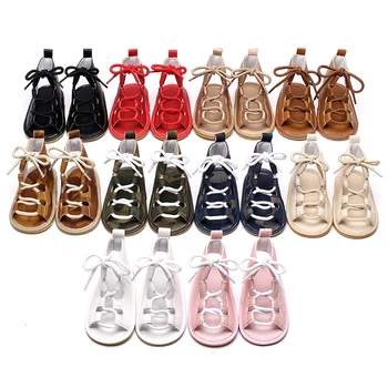 

Summer Baby Girls Flat Heels Lace-up Sandals Girls Toddler Rome Sandals Baby Boy Gladiator Sandals Kids Leather Sandals 10 Color