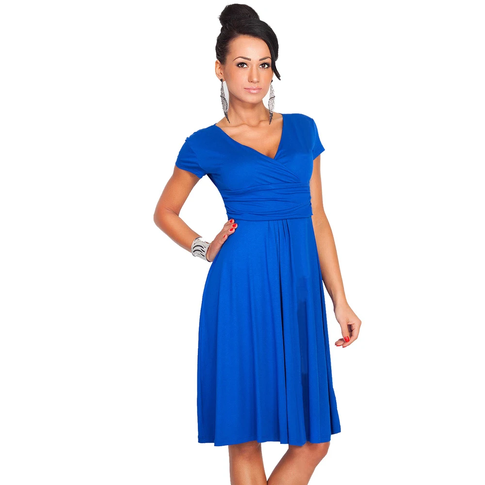 

Women Dresses Casual New Fashion Hot Sale V-neck Short Sleeve Party Dresses Size S M L XL XXL XXXL