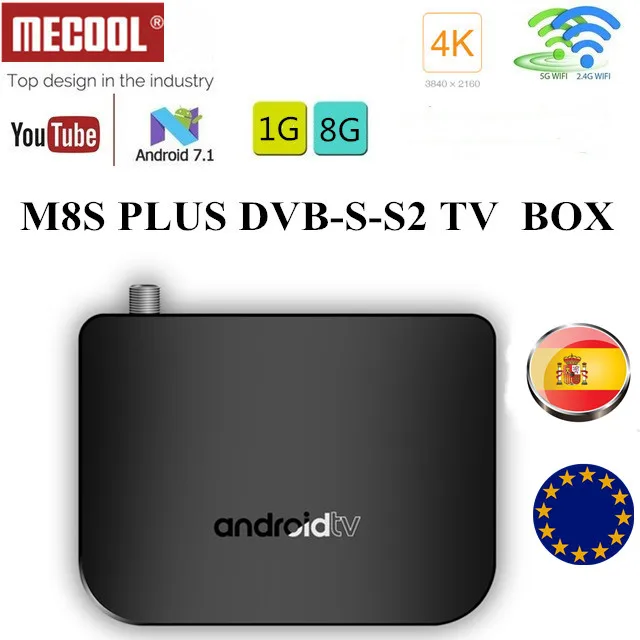 

Mecool Android 7.1 M8S PLUS DVB-S-S2 Android TV Box Amlogic S905D Quad Core 64-bit 1GB/8GB Support 1080p 4K IPTV box