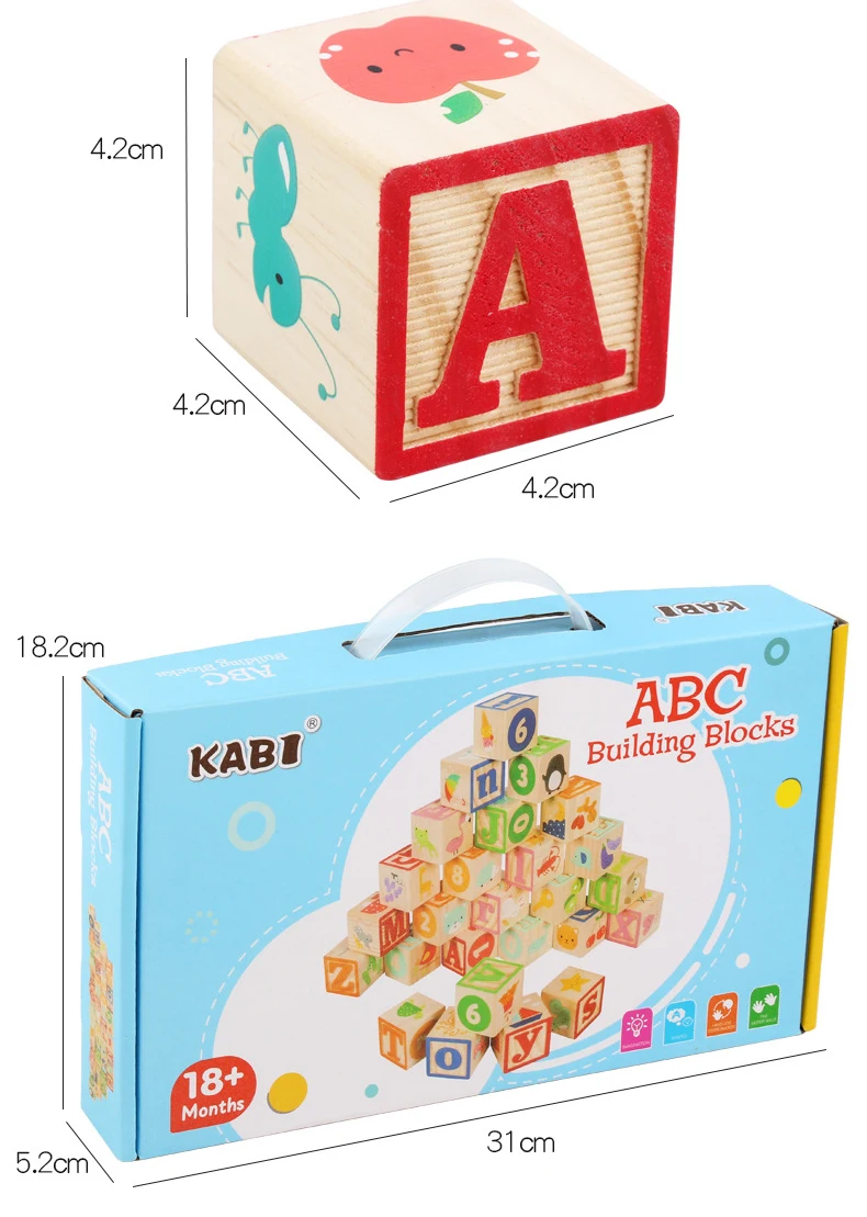 Baby Wooden Alphabet Cube Blocks