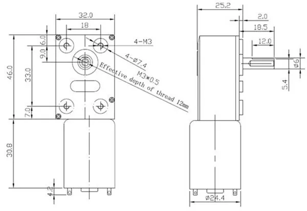 DC 12V 30RPM Высокий крутящий момент турбо кодер мотор червячный мотор редуктор Мотор GM4632-370