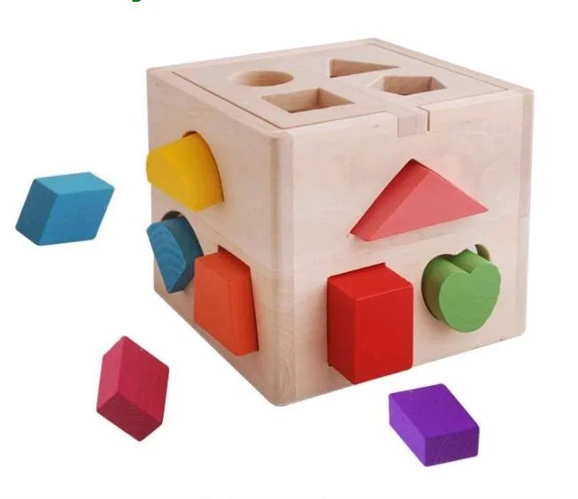 Colorful Wooden Toy Children Intellect Box 13 Different Shapes of Holes