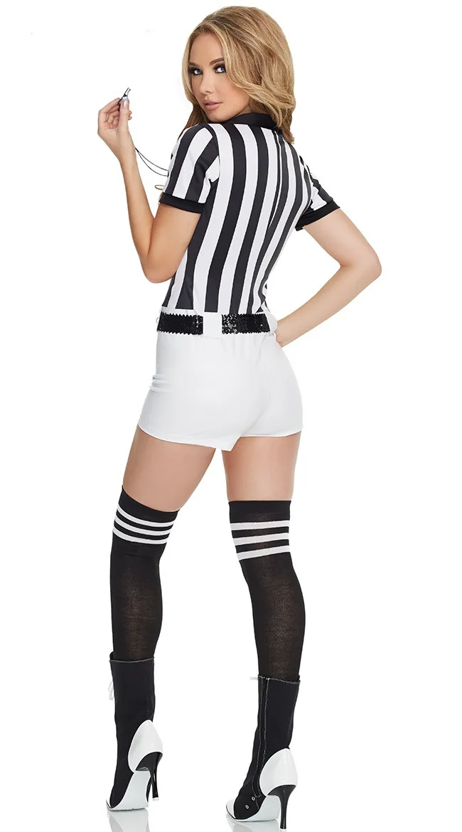 Футбольный детский сексуальный костюм в черно-белую полоску для рефери в европейском стиле, пикантное нарядное платье для футбольного рефери