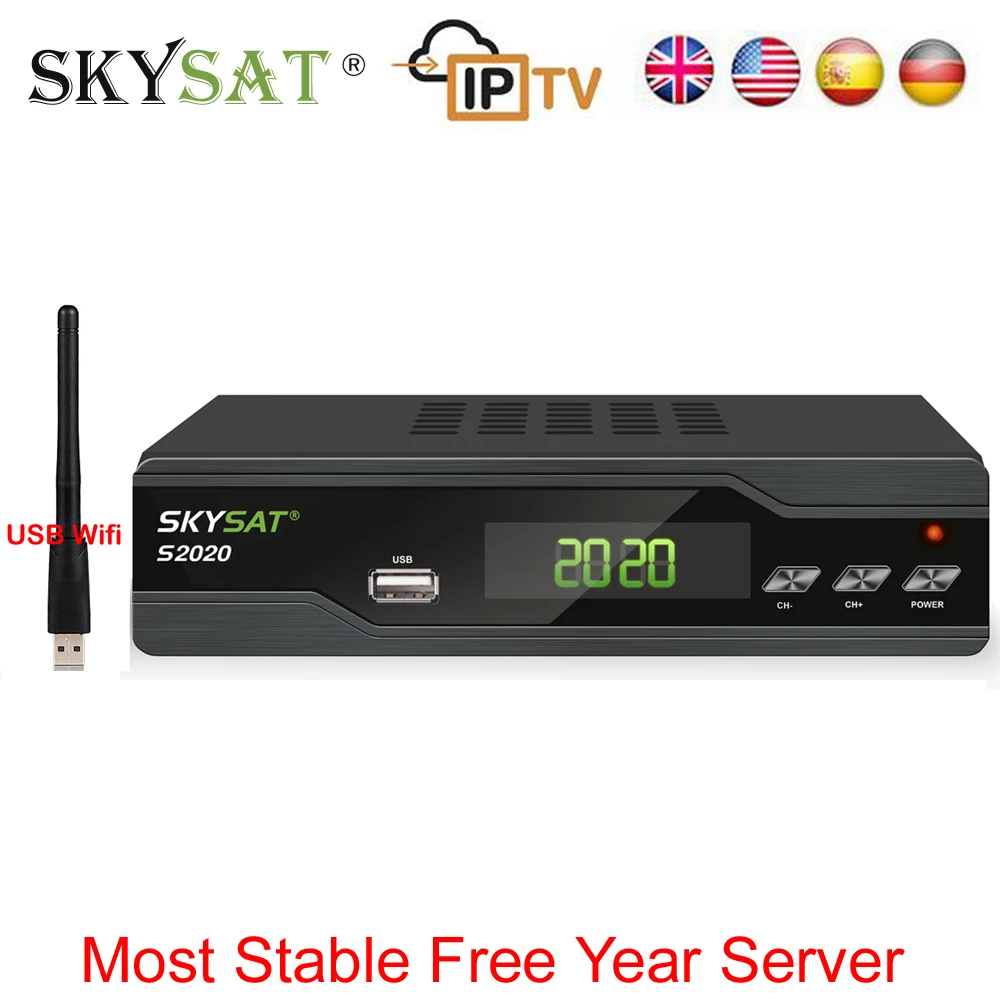 

H.265 Brasil Most Stable Server Cline Receptor skysat S2020 Twin Tuner DVB S2 ACM Satellite Receiver IKS SKS IPTV M3U HD 1080P