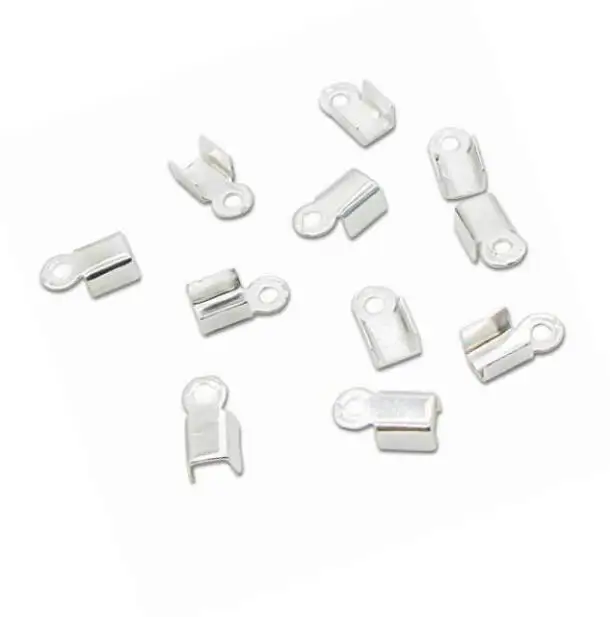 

Vintage Silver Fold Over End Cord Crimp Bead Caps Extented Extension For Bracelet Jewelry Gift Handcraft Accessories NEW 1000pcs