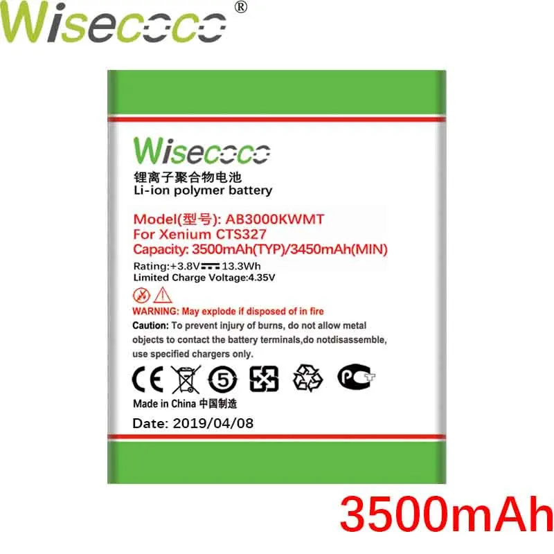 WISECOCO 3500 мАч AB3000KWMT батарея для Philips Xenium CTS327 S327 мобильный телефон новейшее производство высокое качество батареи