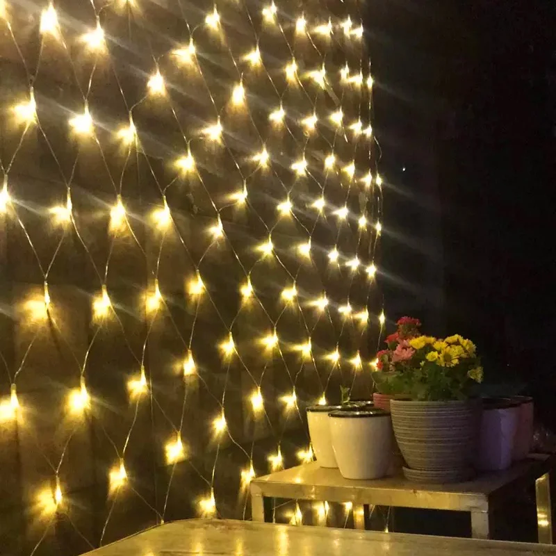 1.5mx1.5m 96LED garden outdoor Net Mesh Fairy web String Light twinkle lamp Lighting Christmas Xmas Wedding Garland Party Decor 4 color choose (18)