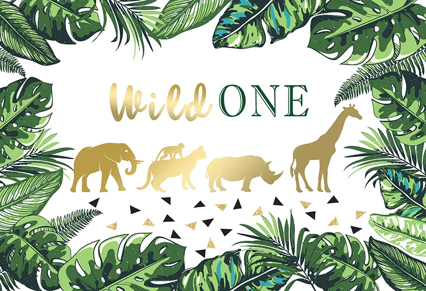 День рождения фон для фотосъемки Фоны Baby Shower и надписью Wild One Джунгли партия
