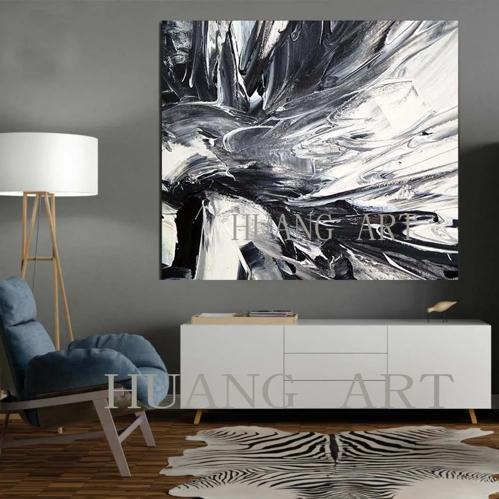 Jual Besar Mural Hand Painted Hitam dan Putih dan Pohon Ini Hotel Dihiasi Lobi Sofa Teras Lukisan Abstrak Kopi toko dan T