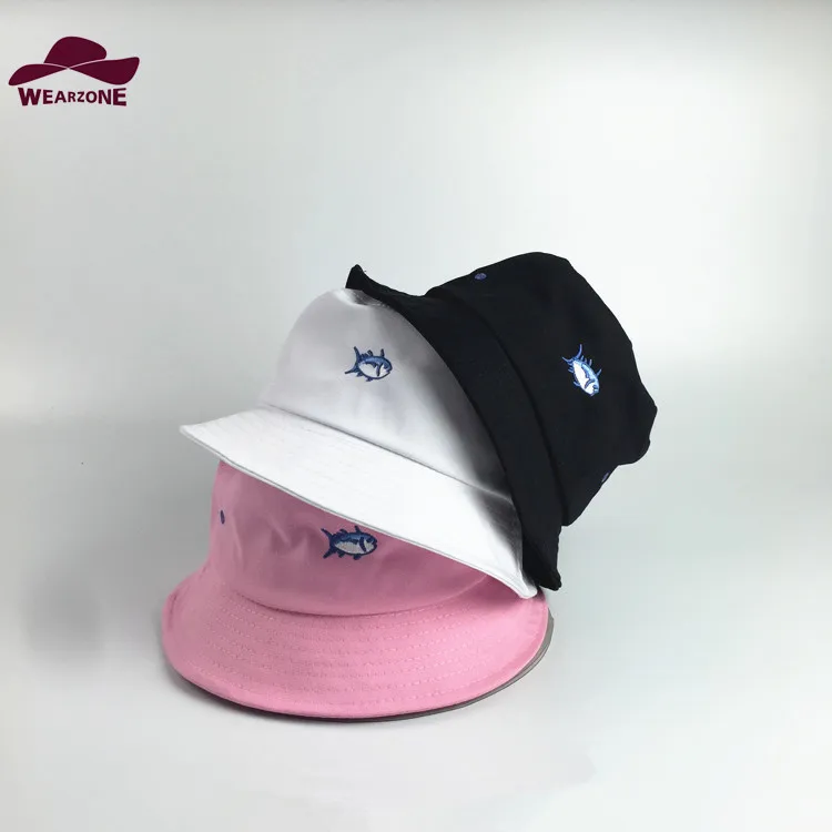 

2016 New bucket Hat Fish pattern embroidery fisherman Hat women's spring summer collapsible Sun Hat male cute style bucket hat