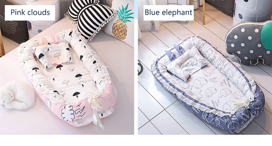 Dorminhoco do Bebê Recém-nascidos de Algodão Rendas de Alta Viagem Simples Lindo Travesseiro Dobrável Portátil Stripde Qualidade Sólida Berço Cama Macia 6 dorminhoco do bebê Recém-nascidos de algodão Rendas