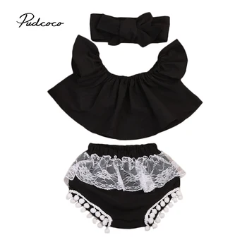 

Casual Fashion Summer Infant Baby Girl Clothes Set Off Shoulder Top T-Shirt+Shorts Pants 3PCS Outfits