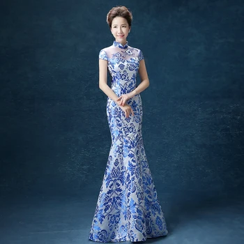 

Autumn Women Slim Full Length Qipao Vintage Flower Evening Prom Gowns Bridesmaid Wedding Dress Elegant Formal Gown Plus Size 3XL