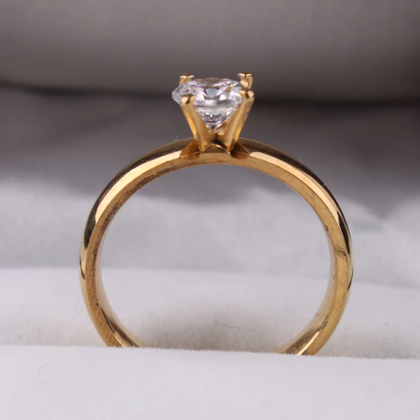 CZ Циркон Кольца 316L нержавеющая сталь золотого цвета палец кольцо для женщин ювелирные изделия оптом