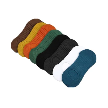 

Fashion socks short for men 2019 silica gel non-slip men invisible socks pure cotton stripe ankle sock 5 pairs sokken