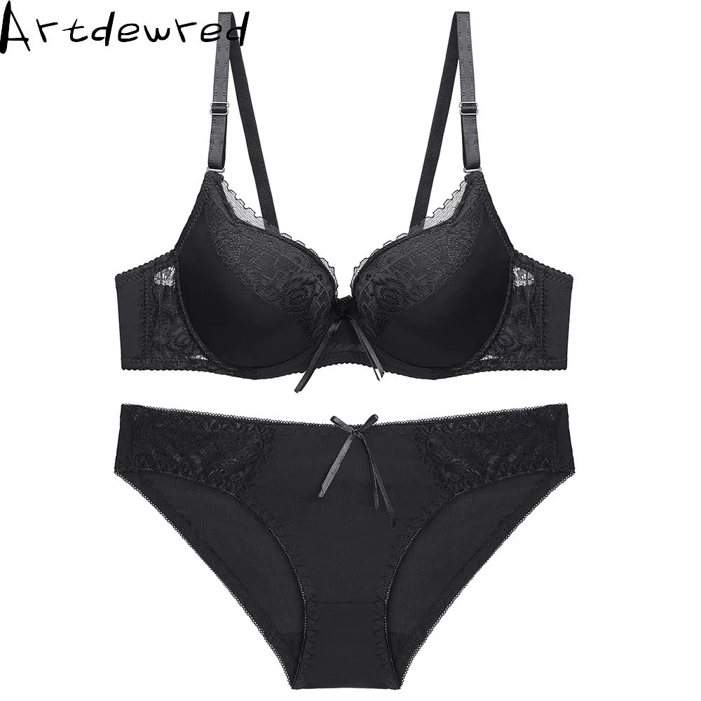 Sexy Underwear Set Push up bralette Sexy Lace lingerie sexy slim skinny bra brief sets 3/4 Cup lingerie female set bra and panty