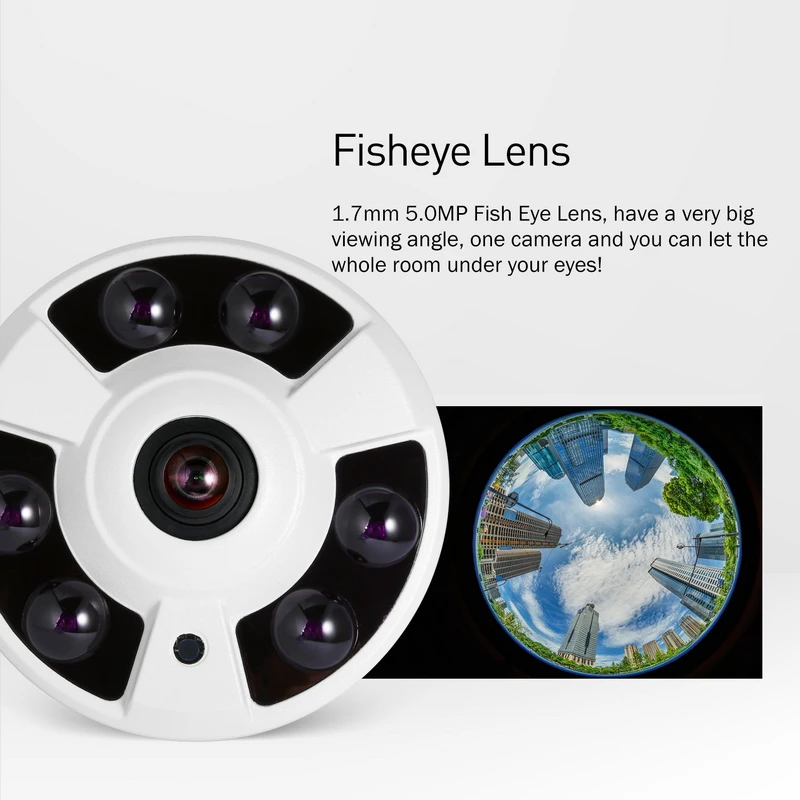 HD 5MP Panoramic Fisheye IP Camera 1620P 1080P Array LED
