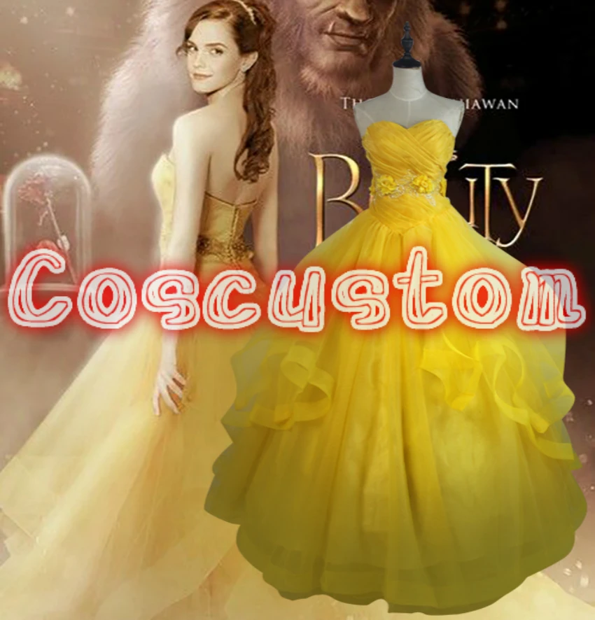 Us 8265 5 Offcoscustom High Quality Beauty And The Beast Emma Watson Princess Belle Costume Belle Dress Adult Women Halloween Cosplay Costume In