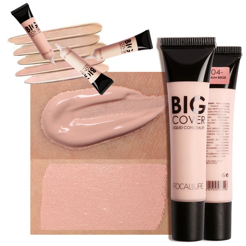 

New Waterproof Makeup Mineral Concealer Big Cover Face Whitening Contour Make Up Corrector Focallure Brand Liquid Concealer
